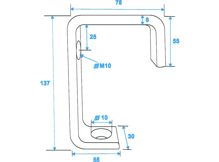 EUROLITE TH-52 Theatre hook, silver Maximum load WLL 50 kg 